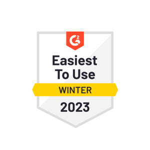 Award badge indicating recognition as the Easiest to Use product for Winter 2023.