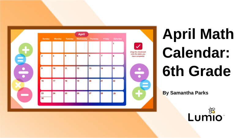 April Math Calendar 6th Grade