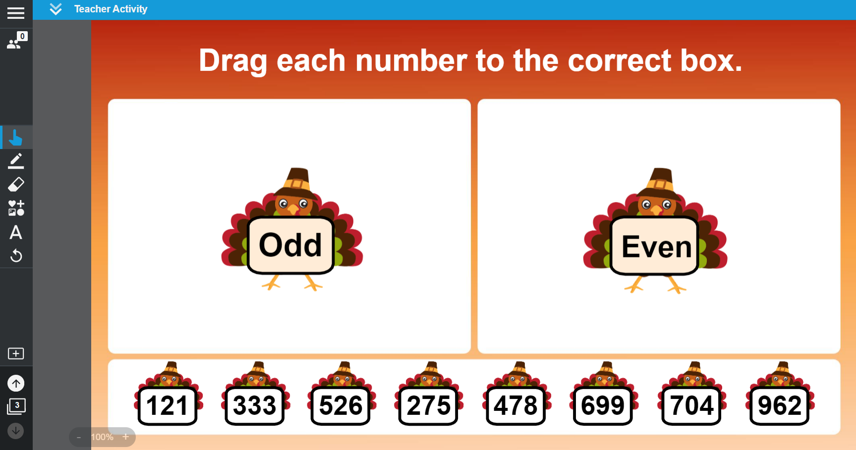 Thanksgiving Math Even and Odd