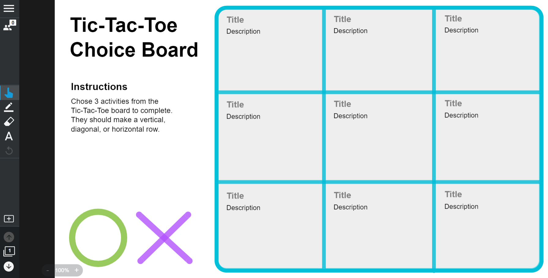Tic Tac Toe Choice Board